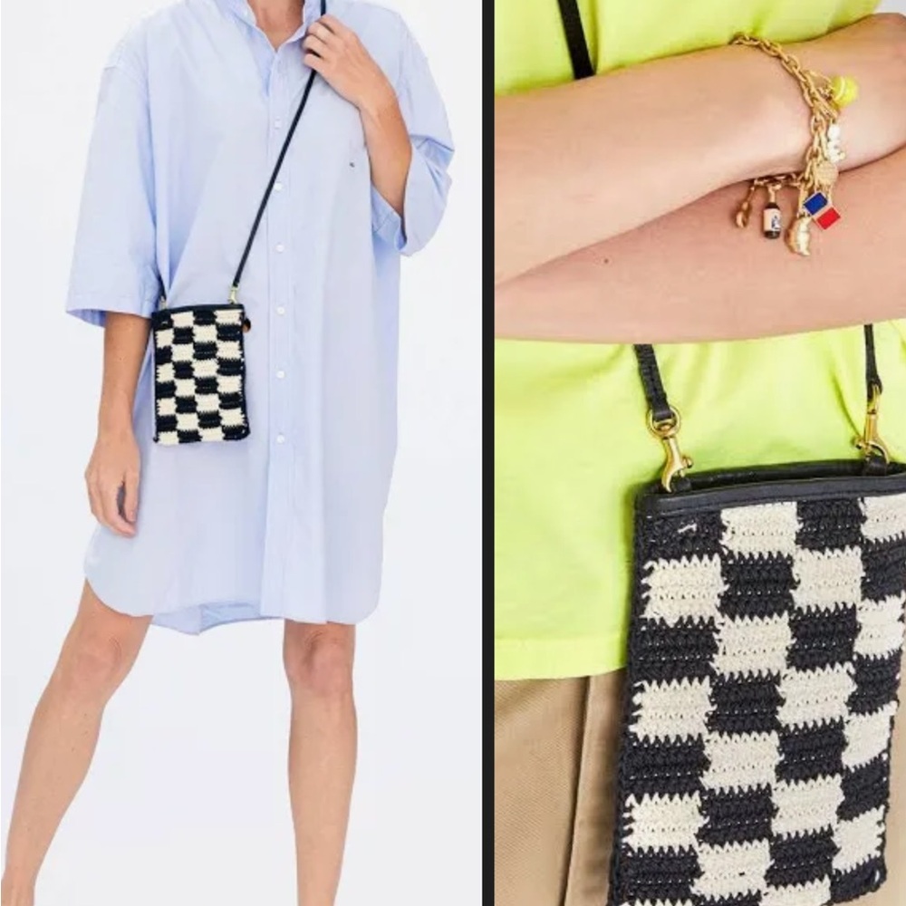 Clare v checkered and croqueted bag